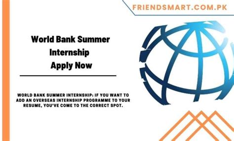 World Bank Summer Internship 2024 Apply Now