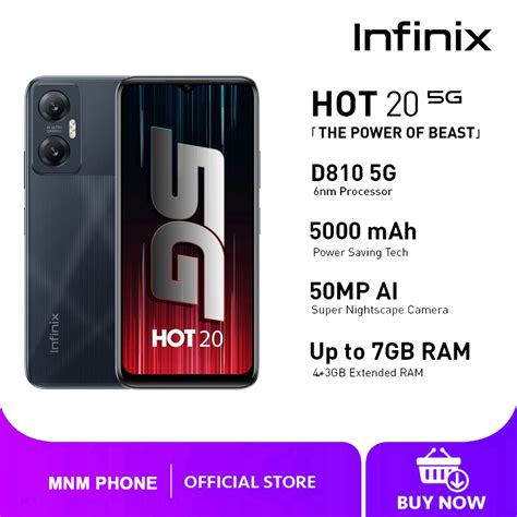 Jual Infinix Hot 20 5g 4128gb Up To 7gb Extended Ram 66 Fhd 120