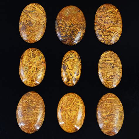 Genuine 361 00 Cts Golden Art Jasper Cabochon Lot 22 K652