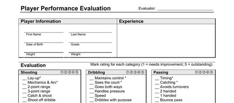 Basketball Evaluation Form ≡ Fill Out Printable Pdf Forms Online