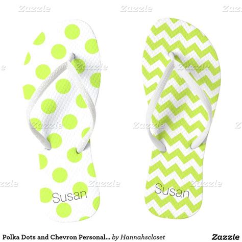 Polka Dots And Chevron Personalized Flip Flops Personalized Flip