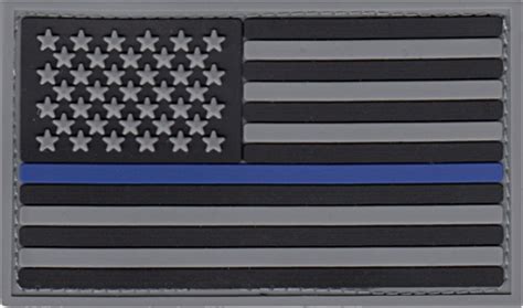 United States Of America Flag Patch Subdued Grey Thin Blue Line Pvc