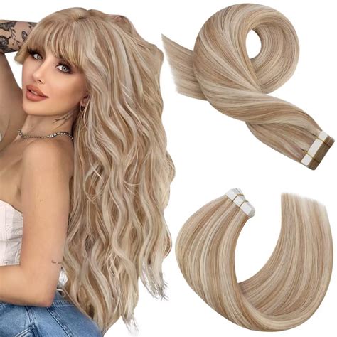 Moresoo Tape Extensions Echthaar Blond Remy Haarextension Echthaar Tape