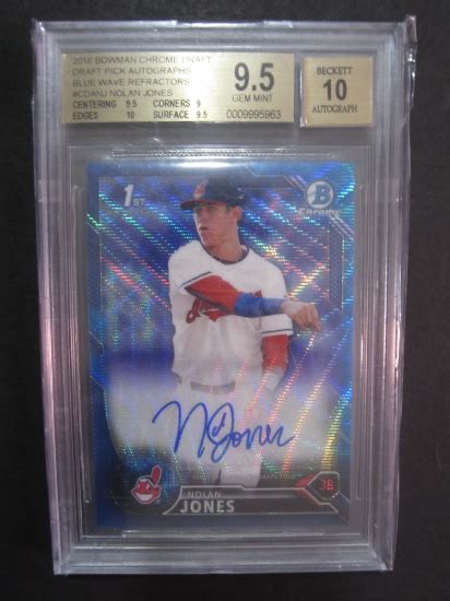 2016 Bowman Chrome Draft Nolan Jones Auto Beckett 10 Beckett Gem Mint 9