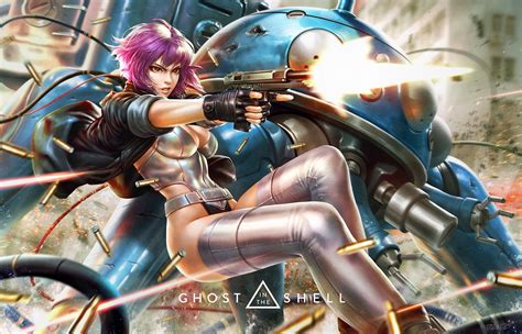 Purple Haired Female Ghost In The Shell Character Illustration Fan Art