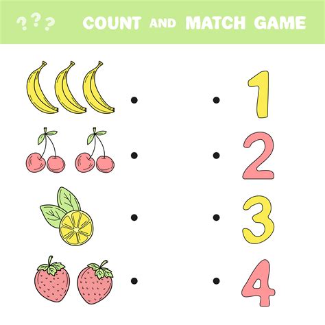 Count And Match Game Count The Amount Of Fruits And Match With Right