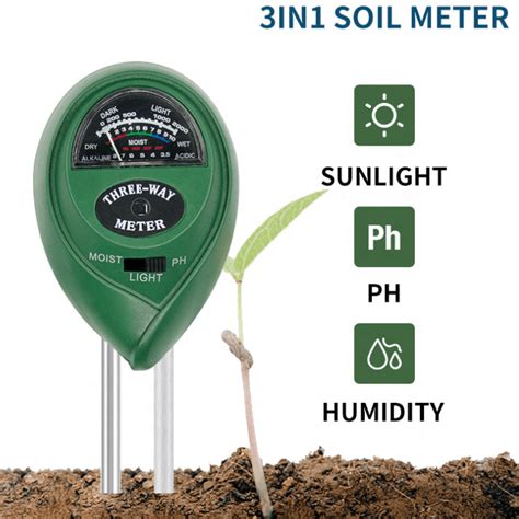 Three Way Soil Meter For Moisture Light Intensity And Ph Testing Meter