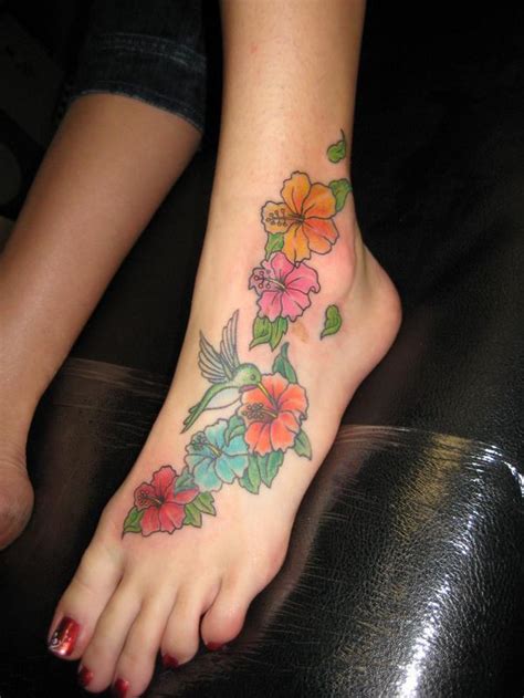 Hawaiian Flower Tattoos For Girls Design on Foot and Back Body | Que la ...