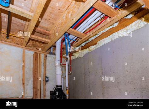 New Home Under Construction Plumbing Pvc Pipes Inside A Home Framing