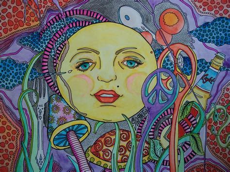 Just Give Me Peace Moon Over My River Singleton Hippie Art