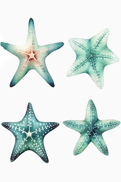 Aquarela De Estrela Do Mar Isolada Em Fundo Branco Generative Ai