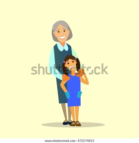 Grandmother Her Granddaughter Vector Illustration Flat Stock Vector