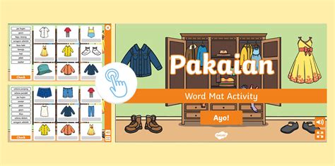 Clothes Interactive Word Mat Indonesian Teacher Made