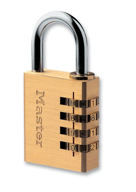 4 Digit Aluminium Combination Padlock 40mm Brass Finish Master Lock CPC