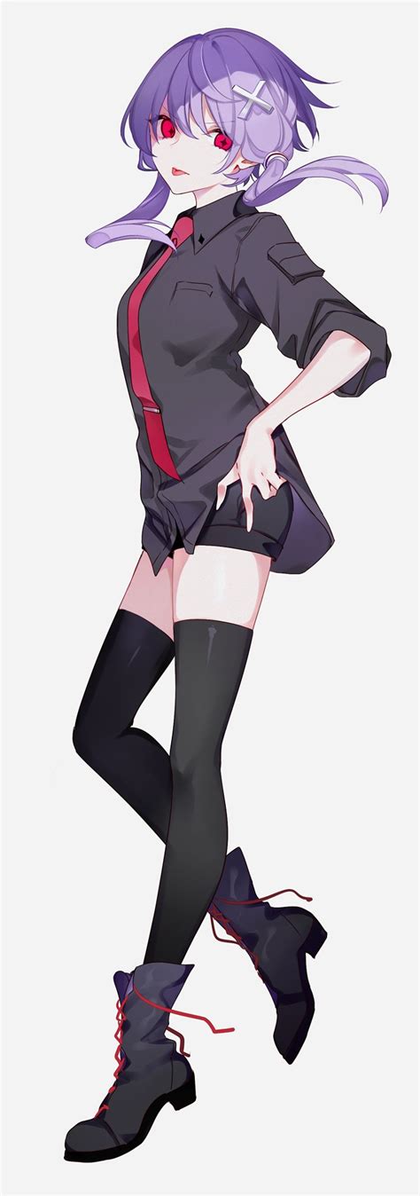 Safebooru 1girl Alternate Eye Color Black Shirt Black Shorts Black Thighhighs Boots Closed