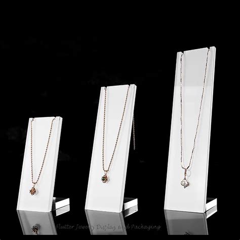 Pcs Set Superior White Acrylic Necklace Display Stand Pendant Showing