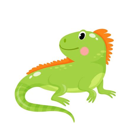 Ilustración Vectorial De Linda Iguana Verde Vector Premium