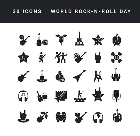 Vector Simple Icons of World Rock-n-Roll Day 19857679 Vector Art at ...