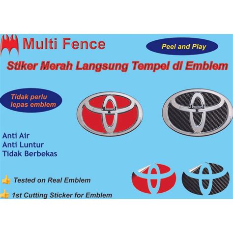 Jual Emblem Logo Toyota Merah Stiker Langsung Tempel Semua Ukuran