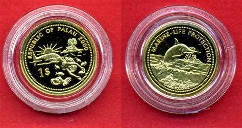 Palau 1 Dollar Minigoldmünze 2000 Marine Life Protection Neptun bzw