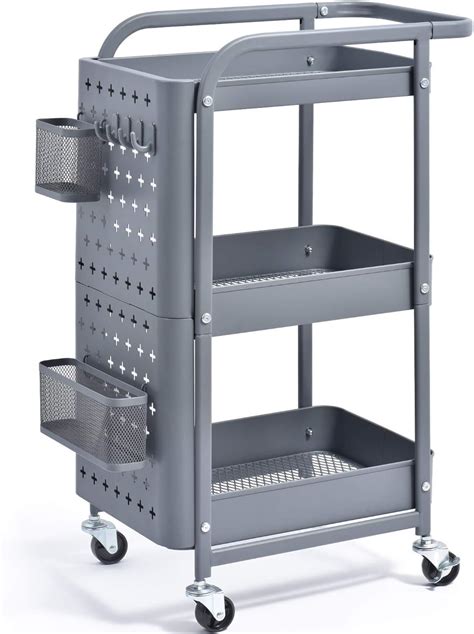 Kingrack Rolling Cart 3 Tier Storage Trolley Mobile Storage Rack Metal