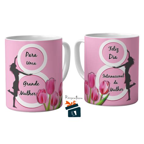 Caneca Dia Internacional da Mulher Modelo 01 Cerâmica 325ml