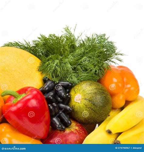 Frutas Y Hortalizas Aisladas En Blanco Imagen De Archivo Imagen De