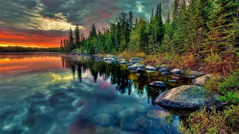 Wallpaper Trees Landscape Sunset Lake Nature Reflection River