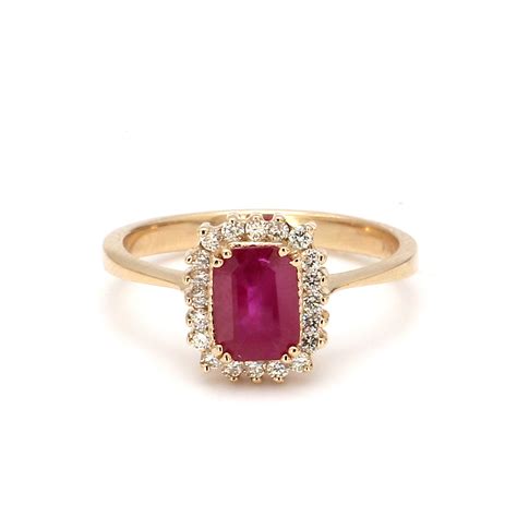 Cushion Cut Ruby with Diamond Halo Ring – Bailey's Fine Jewelry