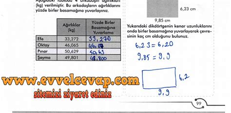 6 Sınıf Matematik MEB Yayınları Ders Kitabı Cevapları Sayfa 99 Ders