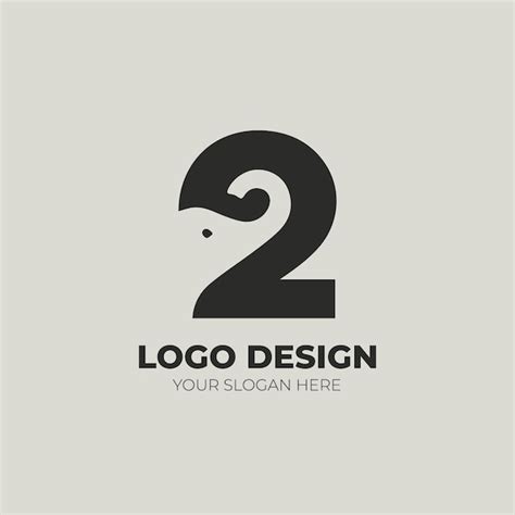 Premium Vector | Number 2 and elephent minimalist logo design