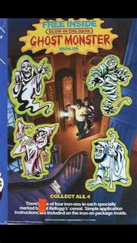 S Kelloggs Cereal Premium Ghost Monster Iron On Set Of Glow Dark