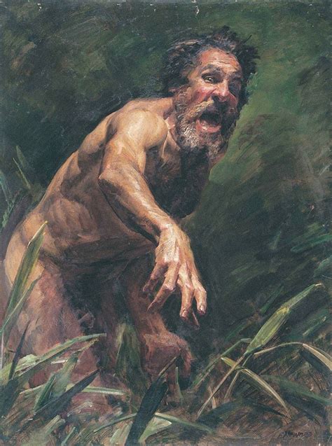 Self Portrait As A Wild Man Robert Hannaford B Oil On