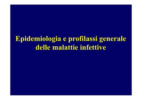 Pdf Epidemiologia E Profilassi Generale Delle Malattie Infettive