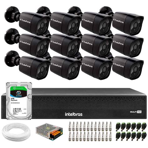 Kit 12 Câmeras Tudo Forte TF 1220 B Black Full HD 1080p Bullet