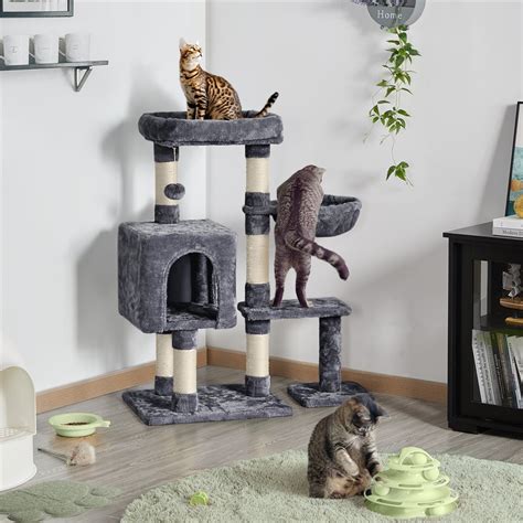 Topeakmart 38 In Cat Tree Scratching Post Tower With Plush Perch And