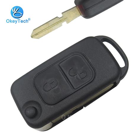 Okeytech For Benz Key Shell Button Flip Folding Remote Car Key Cover