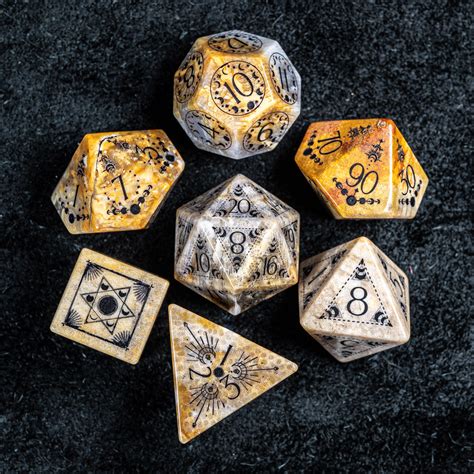 Urwizards Dandd Coral Fossil Engraved Dice Set Lunar Eclipse Urwizards