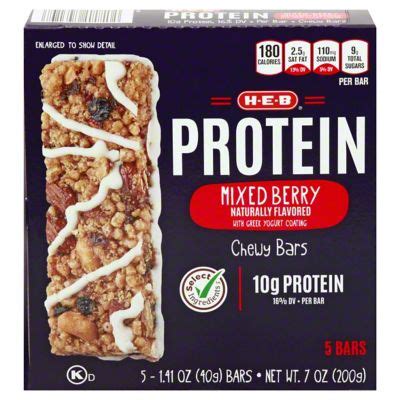 H E B 10g Protein Chewy Bars Mixed Berry 5 Ct Joe V S Smart Shop