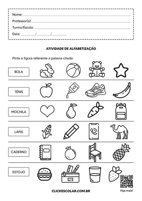 Atividade De Alfabetização Para Imprimir