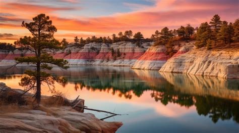 Premium Photo | Pastelcolored Lake In Red Rocks Colorado