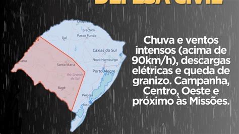 Defesa Civil Alerta Para Chuva E Ventos Intensos Acima De 90kmh