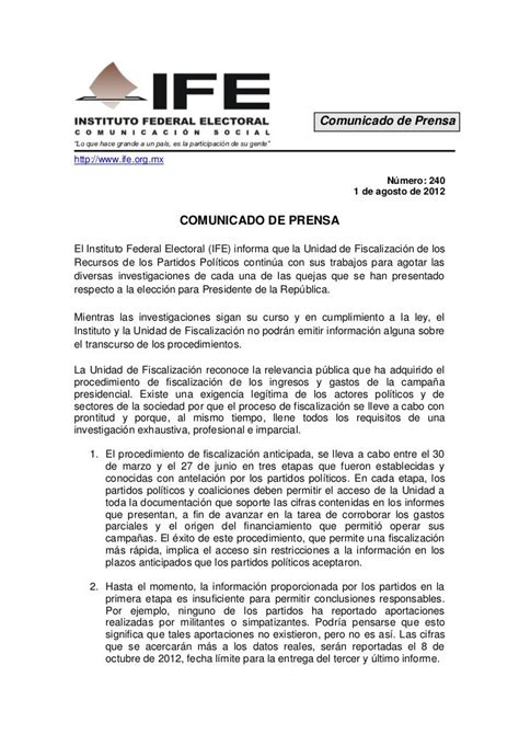 Comunicado De Prensa Ejemplo