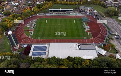 Aerial view of the Melbourne Stadium, home of Chelmsford City FC. It is ...