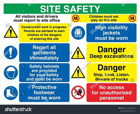 Site Safety Warning Sign Notice Boards Stock Vector Royalty Free