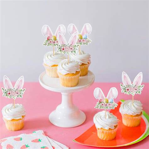 Ercadio Paquete De Adornos Para Cupcakes De Orejas De Conejo De