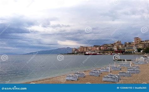 Saranda Beach, Albania, Beautiful Seascape before the Storm Stock Image ...