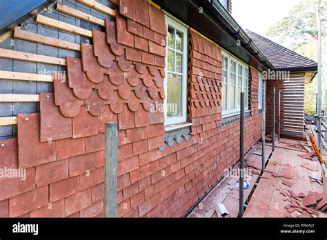 Vertical Exterior Wall Hanging Clay Tiles Stock Photo Alamy