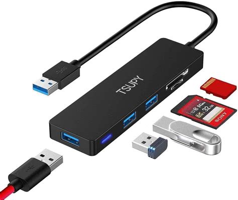 TSUPY USB Hub 3 0 5 in 1 SD Kartenleser USB Verlängerung 3 USB 3 0