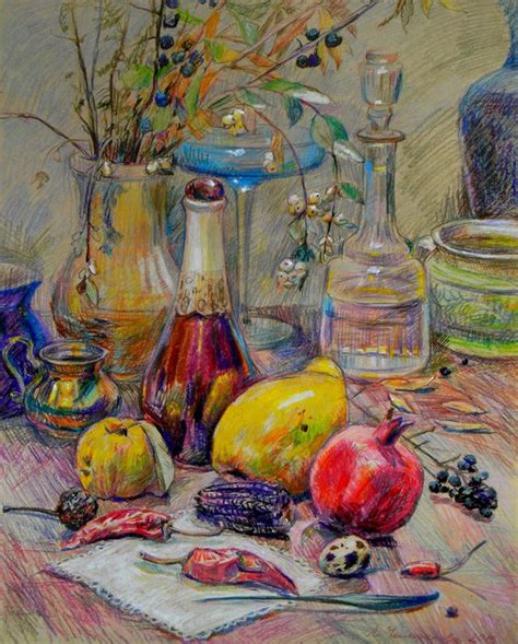 Mysterious Still Life Pastel Drawing By Liudmyla Chemodanova Artfinder